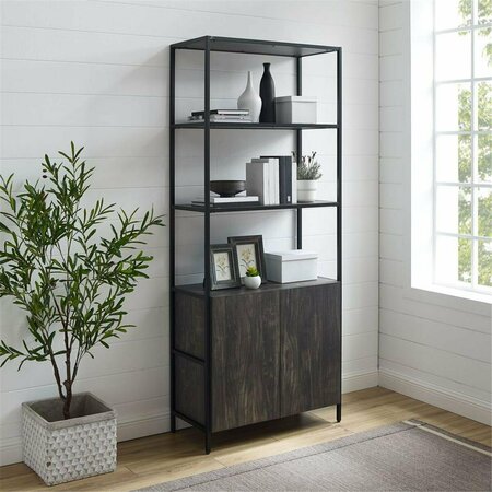 TEMPLETON 34 x 15.25 x 80.50 in. Jacobsen Large Etagere, Brown Ash & Matte Black TE3045611